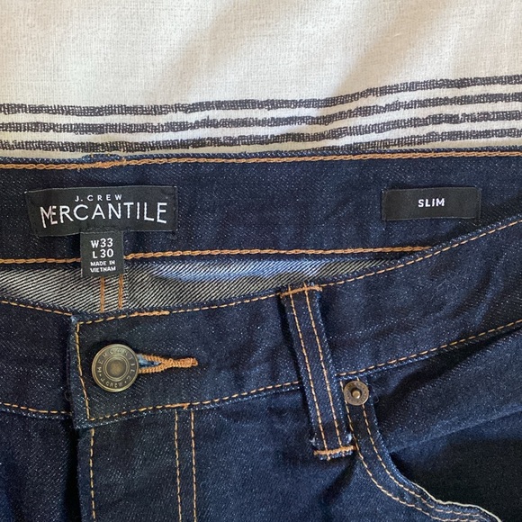 J. Crew Merchantile Men's 33x30 Dark Blue Slim Jeans - Picture 4 of 4